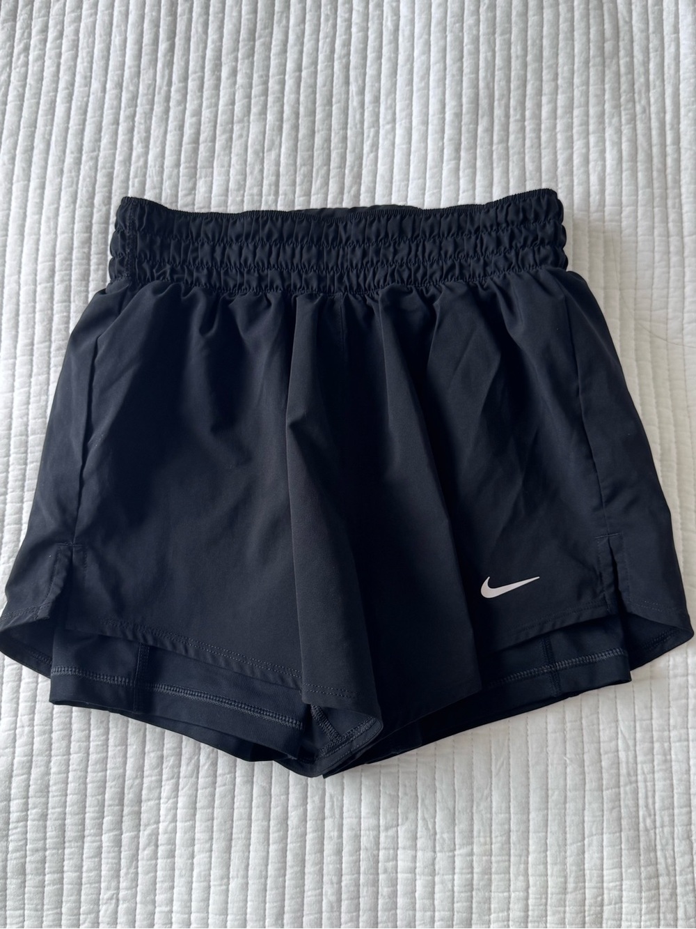 Nike Black Athletic Shorts with Smocked Waist and Built-In Liner